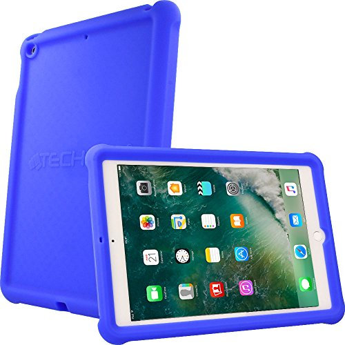 TECHGEAR Coque Bumper pour iPad 9.7 (2018/2017) Etui de Protection Caoutchouc Silicone Résistante aux Chocs avec Bords et Coins Renforcés + Film de Protection (iPad 9,7 6è / 5è Génération)