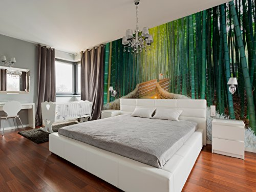Wandtattoo Vinyl Zen Wald Bambus | Wandbilder | Dekorative Wandtattoos | Vinyl | verschiedene Maße 100 x 70 cm | Dekoration für Esszimmer, Wohnzimmer | Mehrfarbig | Elegantes Design