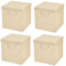 Stick&Shine 4x Aufbewahrungs Korb Creme Faltbox 30 x 30 x 30 cm Regalkorb faltbar mit Kordel und mit Deckel