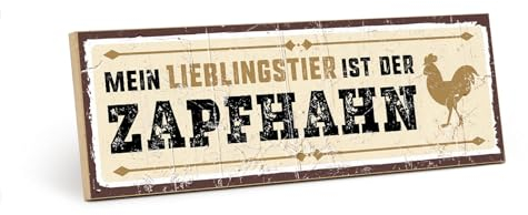 TypeStoff Holzschild mit Spruch – ZAPFHAHN – im Vintage-Look mit Zitat als Geschenk und Dekoration zum Thema Bier, Party und Hahn - HS-00396