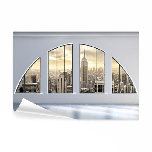 decomonkey Fototapete selbstklebend New York Stadt City, 294x210 cm, XL | Architektur, Fensterblick, Selbstklebende, Tapeten, Wand, Fototapeten, Tapete, Wandtapete, klebend, Klebefolie