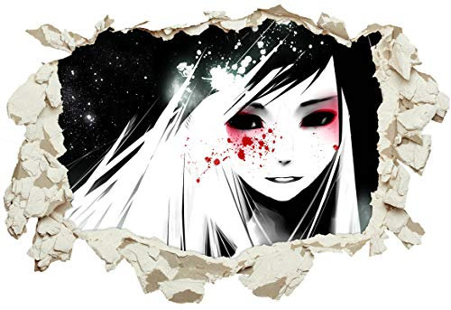 Unified Distribution Anime & Manga - Gothic Girl Blut - Wandtattoo mit 3D Effekt, Aufkleber für Wände und Türen Größe: 92x61 cm, Stil: Durchbruch