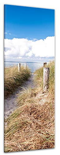 Wandbild - Strandweg - Ostsee 30x90 cm einteilig Hochformat - Wandbild Bild auf Leinwand - Urlaub Sonne Meer