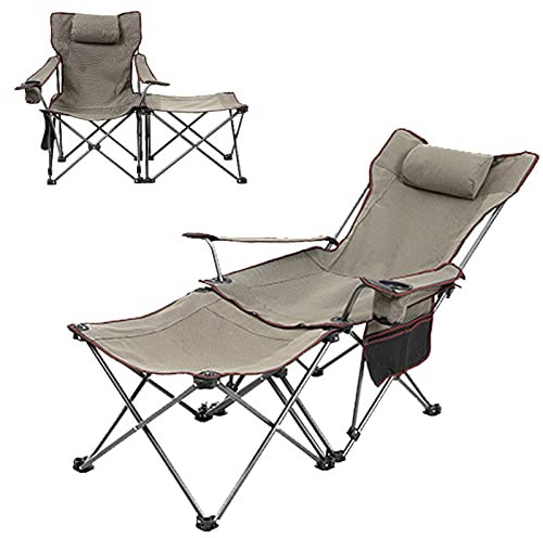 Chaise de Plage Pliable Multiposition, Chaise Pliante Camping 150kg, Portable Chaise de Peche Carpe avec Repose Pied, Multifonctionnel Fauteuil Relax Camping avec Dossier B