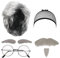 LOPOTIN 7TLG Opa Kostüm Alter Mann Perücke Großvater Accessoire Grandpa Kostümzubehör Grau Augenbrauen Schnurrbart Runde Brille Grandpa Kostümzubehör für Fasching Karneval Halloween