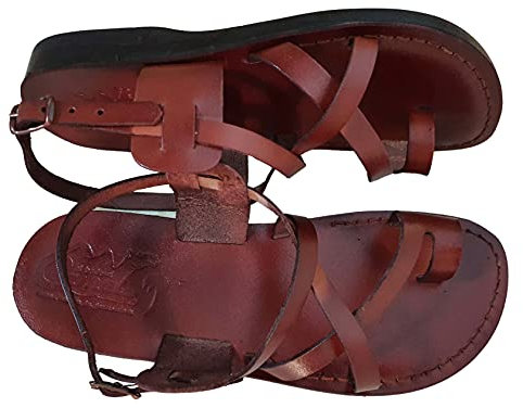Jesus Sandales en cuir style romain 06, marron foncé, 39.5 EU