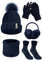 UMIPUBO Mütze Schal Handschuh Sets für Damen 5 in 1 Strickmütze Schal mit Fleecefutter Touchscreen Handschuhe Winterzubehör Ski-Set Wärmer Ohrenschützer Baumwollsocken (Marine)