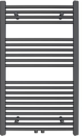 Aquabad Badheizkörper Virgo | Grösse: 60 x 100 cm | Heizleistung 413 Watt | Farbe: Anthrazit | Mittelanschluss 50mm | Handtuchhalter, Handtuchwärmer