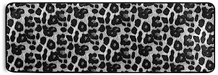Animal Print, Black White Leopard Skin Texture, Black White Dots Long Hallway Runner Rug Doormat, Front Door Welcome Entryway Mats Area Rugs, Non-Slip Floor Carpet for Outdoor & Indoor 72x24 Inches