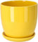 KOTARBAU® Pot de Fleurs en céramique avec bac d'égouttement Jaune 13 cm