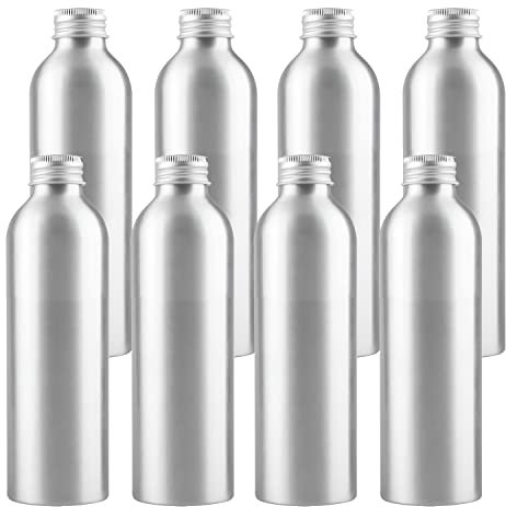 ZEOABSY 8 Pezzi 200 ml Bottiglia in Alluminio Argento con Coperchio in Alluminio Argento per Cosmetico Cosmetico Bagno Hotel la Cucina e il Lozione Corpo Doccia Shampoo Gel Dispenser Viaggio