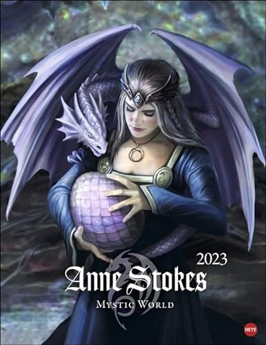 Harenberg Anne Stokes Mystic World - Posterkalender - Kalender 2023 - Heye-Verlag - Wandkalender mit traumhaften Bildern - 34 cm x 44 cm, violet