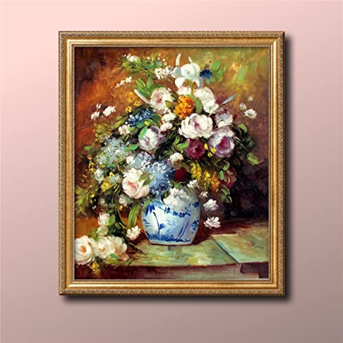 ZEROY Pierre-Auguste Renoir Reproduction Classique Impressions Sur Toile Nature Morte-Fleur Bouquet De Roses Toile Mur Art Décor 90x90cm (35x35in) No Frame