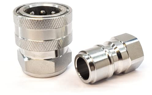 Stainless Steel Pressure Washer Jet Wash Quick Release Couplings 3/8 BSP (Set Couplings)
