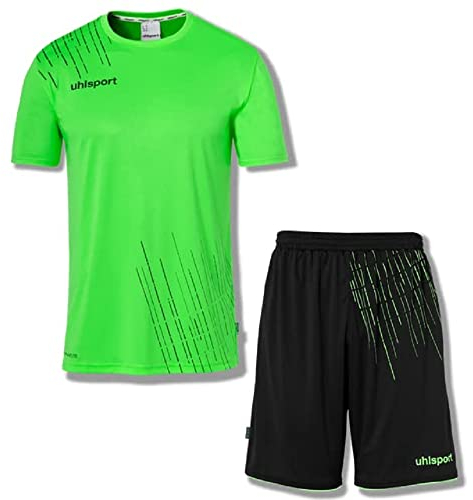 uhlsport Jungen Score 26 Fußball Trikot-Set - Fußball-Set Bestehend Aus Trainings-Shirt Und Trainings-Hose, Fluo Grün/Schwarz, 128 EU
