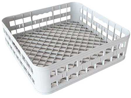 Genérico Cesta de lavado de vasos y tazas 40x40x12 cms, Polipropileno (PP) Blanco, Ideal para lavavajillas y lavavasos industriales