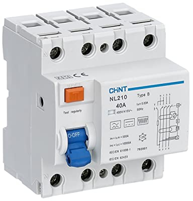Chint 782002 NL210 3PN 25A 30mA B 10kA FI-Schutzschalter B/10 kA 3polig 25A 0.03A 415V