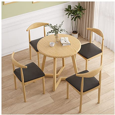 Set aus Runder Esstisch,Tisch mit 2/3/4 stühlen set,küchentisch,Bistrotisch mit 2 Stühlen,Balkonset,Empfangstische für Verhandlungen,für Aufenthaltsraum,Bibliothek,Café,Büro ( Size : 4 chairs , Color