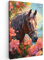MuchoWow© Bilder Groß 80x120 cm XXL Wohnzimmer Deko Modern Wandbild Kunstdruck auf Leinwand Bild Schlafzimmer über Bett Room Decor Geschenke Kinderzimmer - Pferde - Blumen - Tiere - Orange