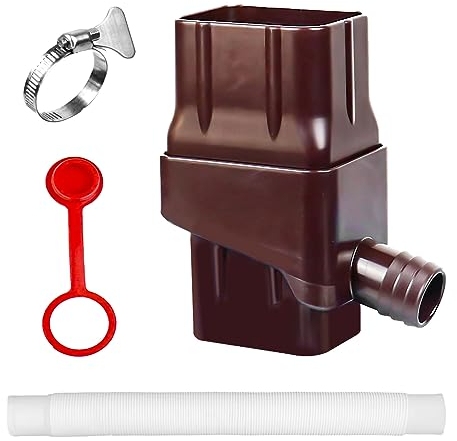 Tefola Regensammler Wassersammler,2 x 3 Zoll Regenwasserauffangbehälter für runde Leitungen,für Standard-Wassertropfen im Wohnbereich,Die Schläuche reichen von 14.1 Zoll bis 50.2 Zoll(braun)