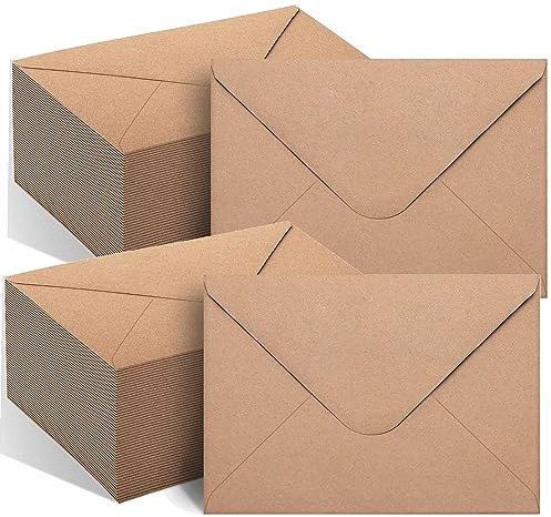 Briefumschläge Vintage kraftpapier Kuvert Briefumschläge, 100 Pack 11 x 16 cm Braun für Grußkarten, Hochzeit Einladung, Geburtstagskarten
