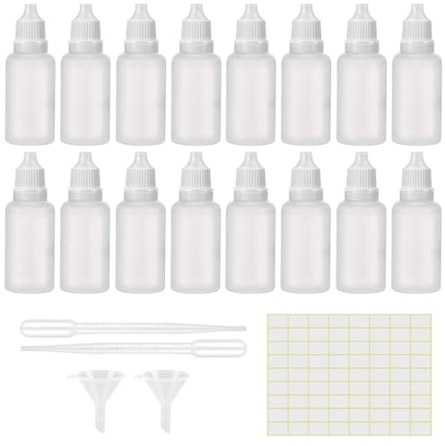 KOMUNJ 50 Pieces 20ml Dropper Bottles, White Eye Liquid Empty Dropper Bottles with Cap, Eye Liquid Empty Bottles White Small Plastic Empty Bottles, for Liquid Dispensing
