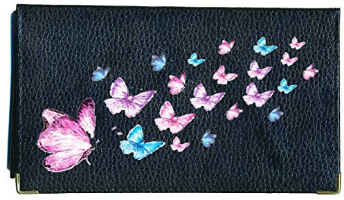 Syl'la Fantaisie Porte chéquier Porte Carte en Cuir Noir pour Femme (Multi Papillon)