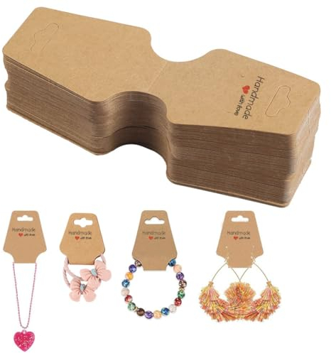 Ohrringkarten, Halskette Display Karten, Kraftpapier Schmuck, 100 PCS Display Karten, hängende Displaykarte, Selbstklebender Ohrring Displaykarten, für Schmuck, Ohrringe und Haarband