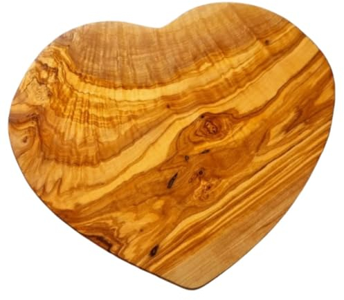 Tavola a forma di cuore in legno di ulivo – Multiuso – Tavola formaggio, tavola da aperitivo, tavola da salumi.