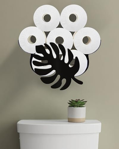 Wigag Palm Leaf Toilet Paper Holder for 8 Extra Rolls, Ocean Decorative Wall Mounted Storage, Farmhouse Bathroom Animal Decor Accessories Storage Cabinet
