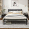 Diahomy King Size Bed Frame Upholstered Platform Bed Frame/Metal Slats Support/No Box Spring Needed/Underbed Storage/Easy Assembly King Bed Frame/Dark Gray