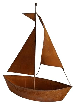 Bornhöft Edelrost Schiff zum bepflanzen Gartendeko 65cm x 56cm rostige Garten Deko Teich Angler Maritime Dekoration (65cm)