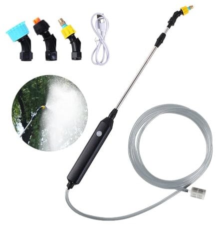 XPJBKC Electric Garden Sprayer, 3.7V Battery Powered Sprayer with Telescopic Wand, Portable Electric Weed sprayer with 5M Hose & 3 Nozzles, for Garden Lawn Weeds