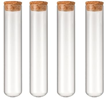 Lunpog Reagenzglas, 4 Stück Reagenzglas mit Korken, Reagenzgläser mit Korken, Reagenzglas Kunststoff,Reagenzglas Vase, Reagenzgläser für Blumen,für Blumen, Liquids, Spices, DIY, 30mm×150mm, 80ml