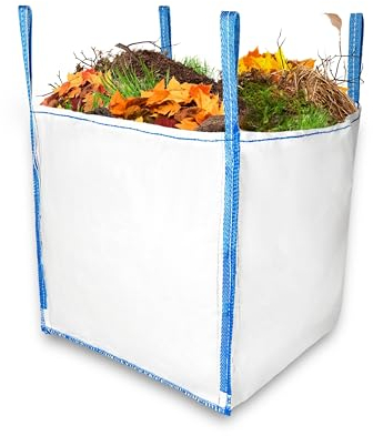 10x PackPos Big Bag mit 4 Schlaufen - Säcke für Bauschutt, Holz, Gartenabfallsack, Laubsack, Pflanzensack, Kompost, Sand - Bauschuttsäcke 90x90x90 cm, Big Bags Tragfähigkeit 1000 kg, 729 Liter
