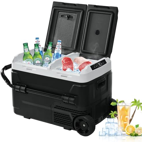 Qiang Mini Réfrigérateur de Voiture 42L Frigo Portable Électrique avec Panneau Numérique -20 à 20 ℃ pour Garder Fraicheur des Boissons,pour Véhicule,Camping,Voyage