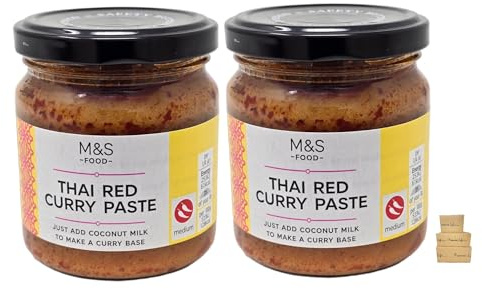 M&S Thai Red Curry Paste - Made with Lemongrass, Galangal, Red Chillies, Shrimp Paste - Medium Chilli - 190g (2 Pack)