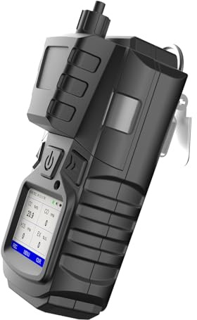 Gas Detector with Pump, 4 Gas Monitor Multi Gas Detector CO EX O2 H2S Meter | 3000mAh Rechargeable 4 Gas Monitor with Calibration Kit, Portable LCD Display with Clip Sewer Gas Detector 4 Gas Meter