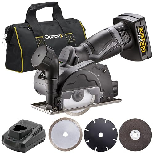 Durofix G12 12V Li-Ion Brushless 3 Mini Cut Off Angle Grinder Tool, with 12V Battery and Charger, Plus Canvas Bag