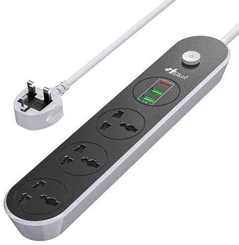 Extension Lead with USB slots 3 Way 3 USB Ports (1 Type C and 2 USB Ports) Extension Socket Universal Power Strips with 1.6 M Bold Extension cord 13A 3250W