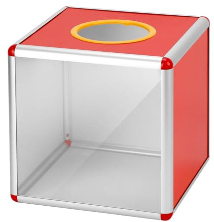 QWORK® Boîte de loterie transparente 25CM, urne de dons robuste avec cadre en aluminium et panneaux acryliques, pour dons, tirages au sort et vote