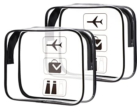 Oderra 2 Stück Kulturbeutel Transparent, Kosmetiktasche, TSA-geprüft Flugzeug Beutel, Reisezubehör von Durchsichtige Tasche Damen & Herren