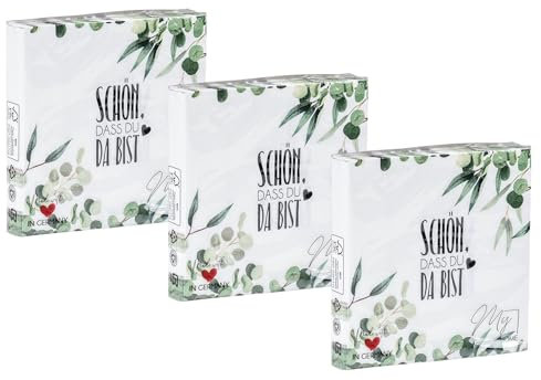 Servietten Set Schön dass du da bist 33x33cm FSC 60 Stück 3-lagig Tischdeko