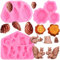 RFGHAC Waldtier Eichhörnchen Silikonformen Baumstumpf Baumstamm Fondant Backformen Tannenzapfen Tannennüsse Schokoladenform für Kuchen Dekorieren Topper Süßigkeiten Polymer Ton Gummipaste Set von 3
