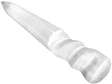 NKlaus Daga ritual de selenita 10 x 2,2 cm – Daga de piedra curativa para decoración espiritual, rituales de protección y trabajo energético, ideal para altar y meditación