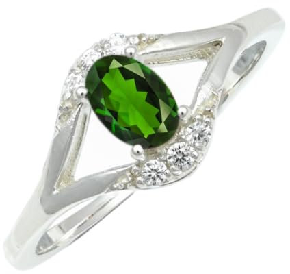 JEWELFORCE Im Labor gezüchteter Chromoxid-Edelstein-Bandring, Sterlingsilber, ring für Männer und Frauen, Bandring, Schmuck JSR-1243BB25_(71 (22.6))