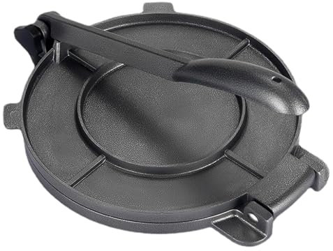 Hanzete Tortilla Press 8 Inches Heavy Duty Flour Tortilla Press Aluminum Alloy Pre-Seasoned Roti Maker with Handle for Corn/Dough/Pizza/Pie/Flour Tortilla