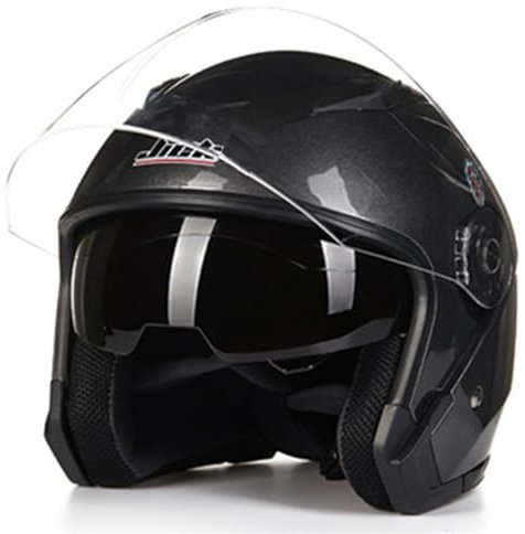 Jethelm mit Visier ECE/DOT Zertifiziert, Roller Helm Mopedhelm Ideal Für Motoroller,Herren und Damen | Komfortabler Motorradhelm, Roller Helm Fashionhelm,Jet Helm mit Sonnenblende F,XXL(63-64CM)