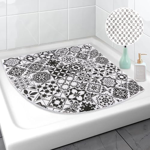 Lurowo Duschmatte rutschfest 70x70 cm, Duschmatte PVC-Luffa, Weich Komfort Duscheinlage rutschfest, schnell trockend Antiruschmatte Dusche für Badezimmer Duschwannen (Schwarz, 70 x 70 cm)