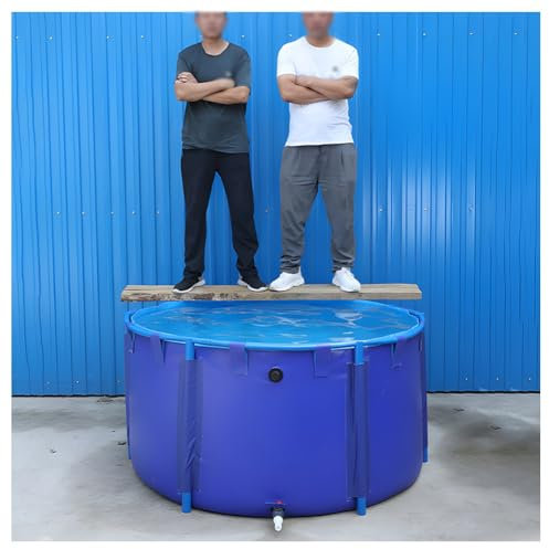 Zfmnoyev Piscine en Toile Ronde Piscine À Poissons, Grand Aquarium Pliant Piscine pour Enfants Aquarium Aquarium, Piscine Hors Sol avec Vanne De Vidange Et Support, Facile À Installer(2x0.6m-1890L)